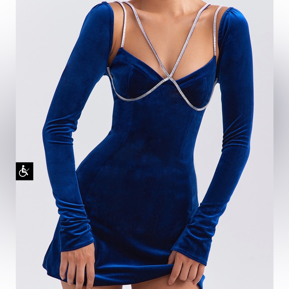 Midnight Blue Crystallised Mini Dress